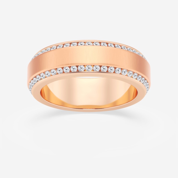 1 ctw Round Lab Grown Diamond 7mm Beveled Edge Satin Finish Eternity Band